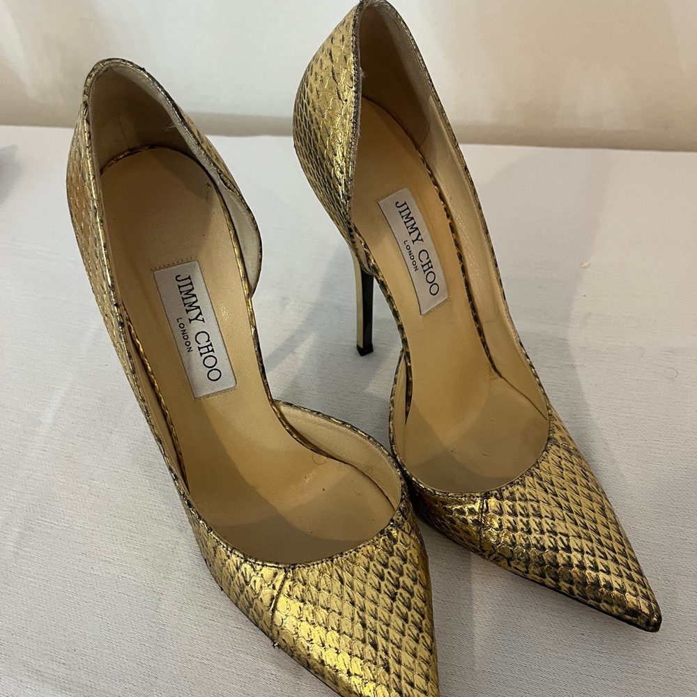 Gold snakeskin Jimmy Choos minor wear